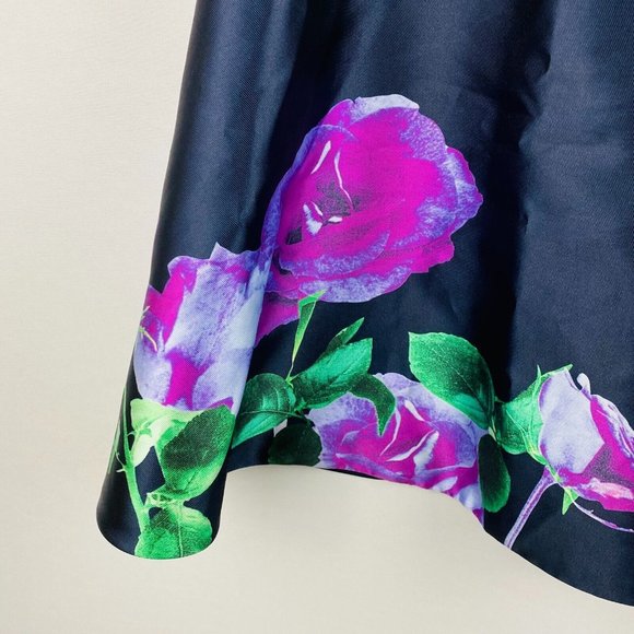 Rachel Allan Womens 4 A-Line Colorful Floral Lined Skirt - Picture 3 of 9